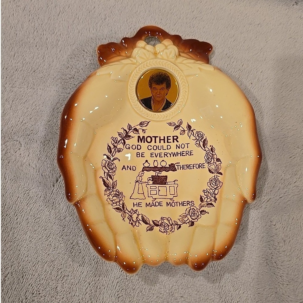 Vintage Scotty Japan‎ Mother Poem Ceramic Wall Plaque Conway Twitty Hands Dish